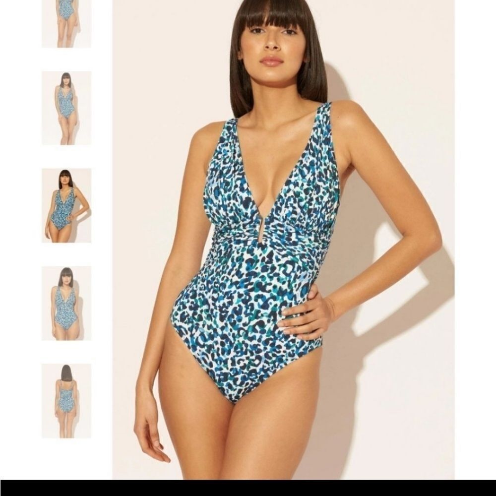 🆕️2025 ARRIVAL Bleu Rod Beattie Women's Blue leopard print Plunging Swimsuit 10 - Picture 10 of 16